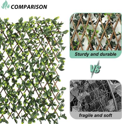 Artificial Leaf Faux Ivy Expandable/Stretchable Outdoor Privacy Fence Screen for Balcony Patio Decoration Fencing Panel 5 Pieces