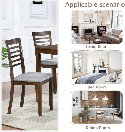 Upholstered Dining Chairs Set of 4, Mid Century Modern Wood Kitchen & Dining Room Chairs