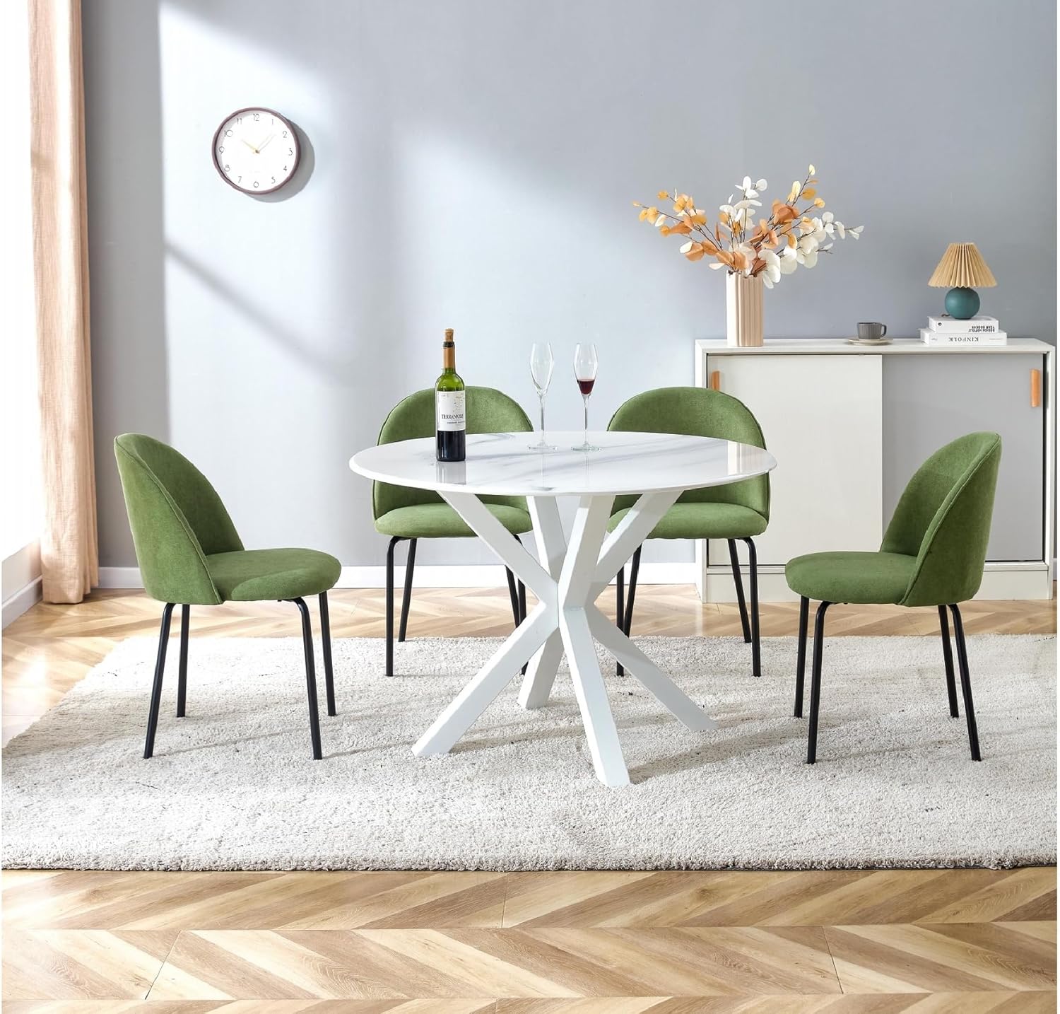 Velvet Vanity Chair with Back, Upholstered Dining Chairs Set of 2, Modern Accent Chair with Legs