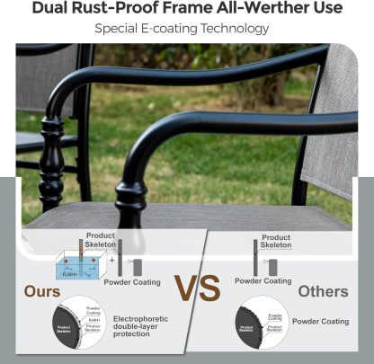 Patio Dining Chairs Set of 4, Outdoor Stackable Dining Chairs for All Weather, Outdoor Furniture Chairs, Breathable Seat Fabric and Steel Frame for Backyard, Deck, Garden(Gray)