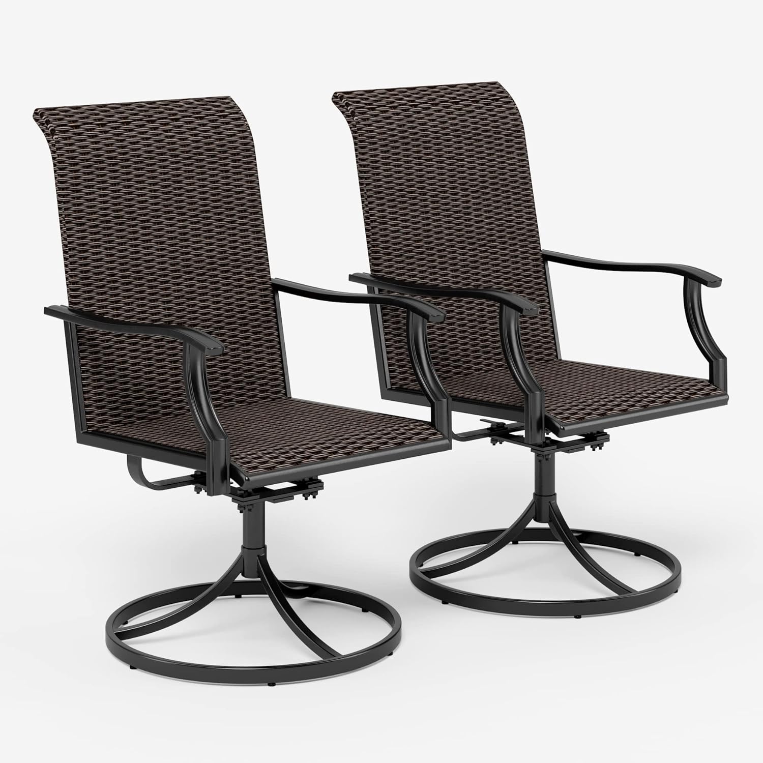 Patio Swivel Dining Chairs Set of 2, Outdoor Wicker Dining Chairs with High Back Design Outdoor Rattan Chairs
