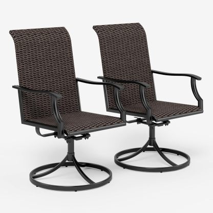 Patio Swivel Dining Chairs Set of 2, Outdoor Wicker Dining Chairs with High Back Design Outdoor Rattan Chairs