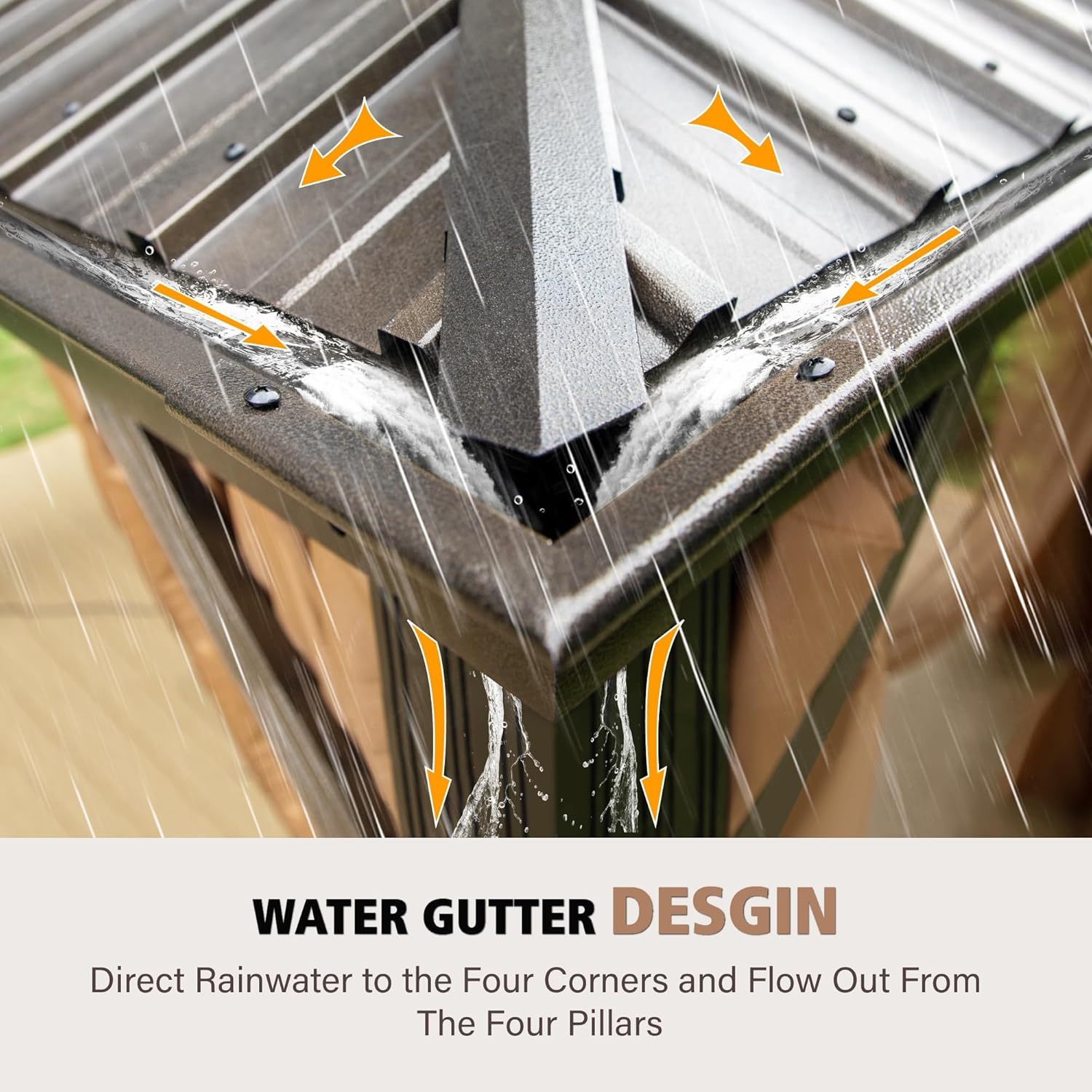 10x12ft Hardtop Gazebo Double Roof with Netting and Curtains, Outdoor Gazebo with Heavy Duty Aluminum Frame and Thick Columns