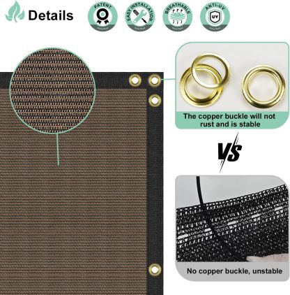 Privacy Fence Screen Heavy Duty Windscreen Net Shade Fabric with Brass Grommets for Outdoor Fence Graden Patio Deck Swimming Pool