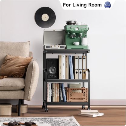 Printer Stand with Adjustable Storage Shelf - 20x16 inches Large Printer Table with Wheels - 3 Tier Rolling Printer Cart