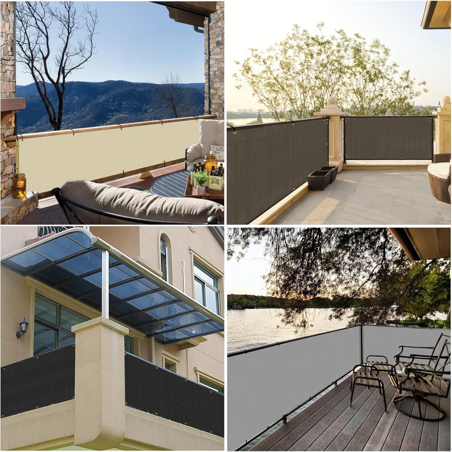 Balcony Privacy Screen Fence for Patio Outdoor Porch Deck, Apartments Railing Cover with Zip Ties, UV Protection Weather Resistant Mesh Screens Panel for Outside