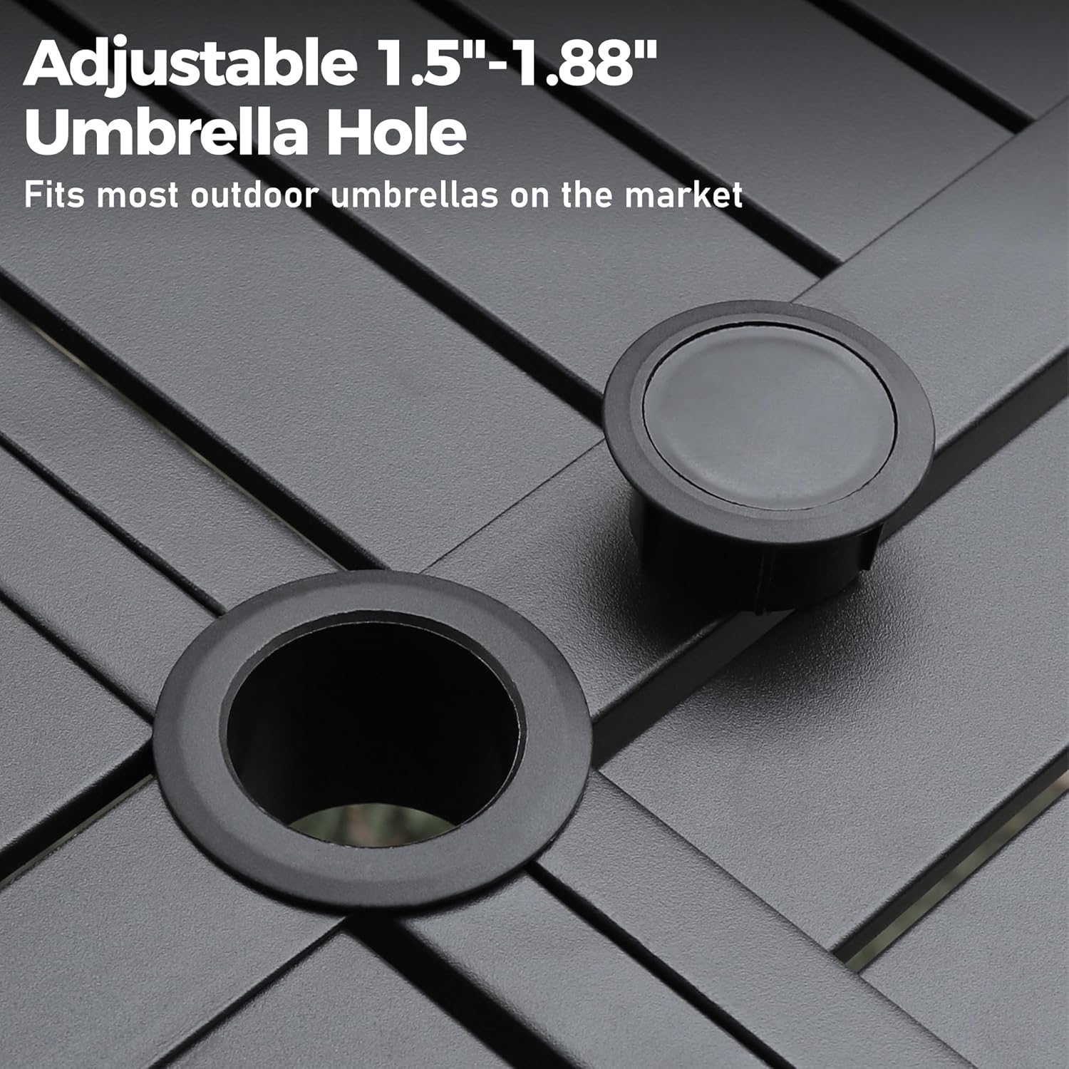 42" x 42" x 28" Patio Dining Table,Round Outdoor Dining Table for Garden Backyard Lawn Yard Furniture, Steel Frame with 1.57" Umbrella Hole