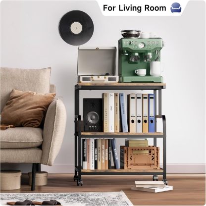 24x24 inches Printer Stand with Adjustable Storage Shelf - Large Printer Table with Wheels - 3 Tier Rolling Printer Cart