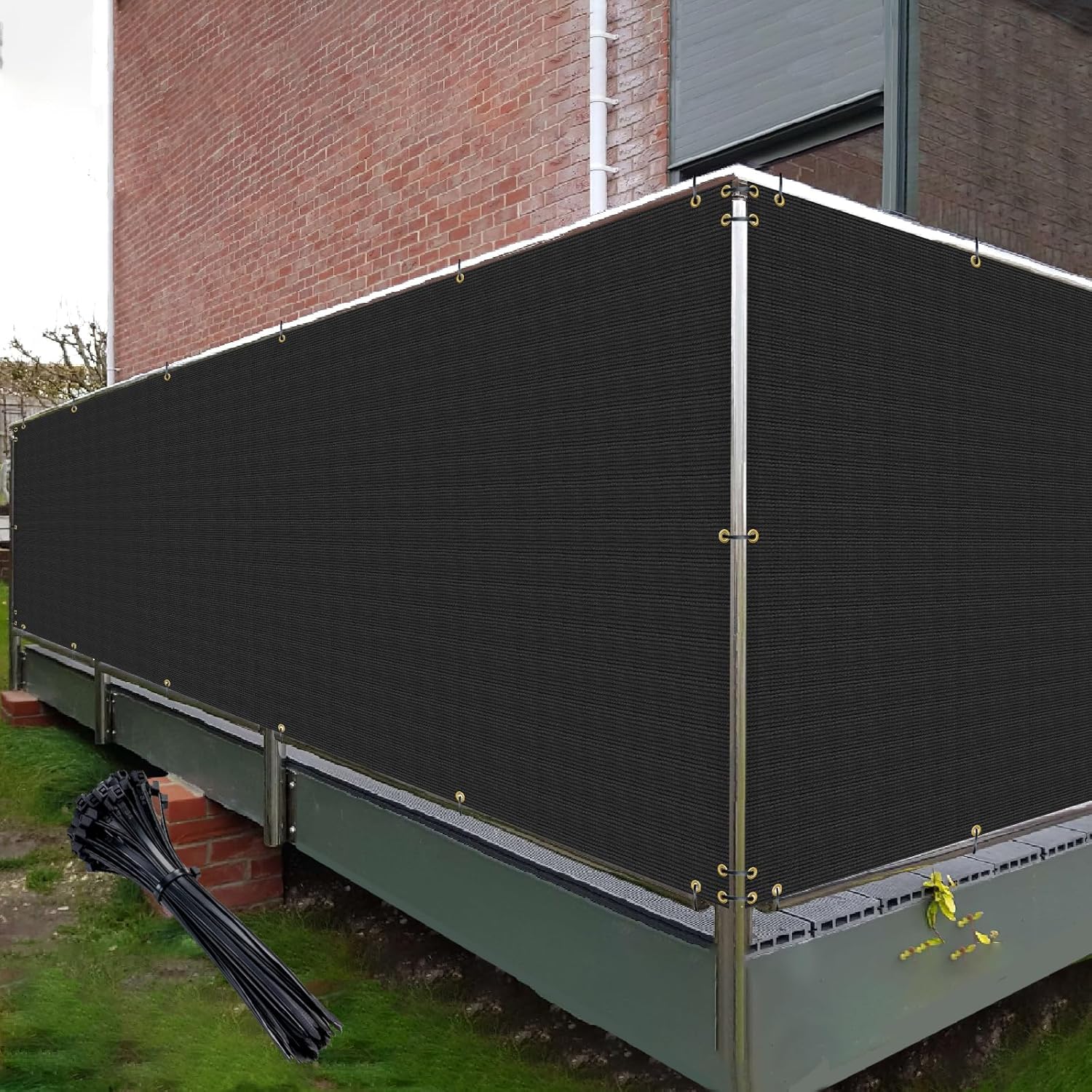 Balcony Privacy Screen Fence for Patio Outdoor Porch Deck, Apartments Railing Cover with Zip Ties, UV Protection Weather Resistant Mesh Screens Panel for Outside