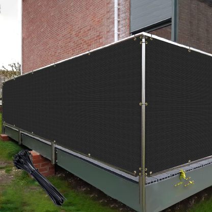 Balcony Privacy Screen Fence for Patio Outdoor Porch Deck, Apartments Railing Cover with Zip Ties, UV Protection Weather Resistant Mesh Screens Panel for Outside
