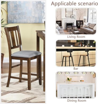 Upholstered Dining Chairs Set of 4, Mid Century Modern Wood Kitchen & Dining Room Chairs, Accent Chair for Kitchen Living Room Bedroom Wedding Party Restaurant with Slatted Back