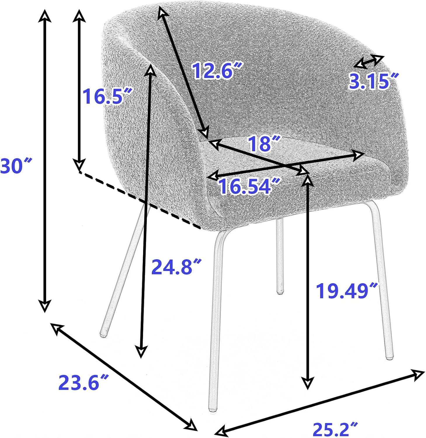 Restaurant Chairs for Dining Room, Upholstered Kitchen Dining Chairs Set of 2, Modern Accent Chairs with Arms