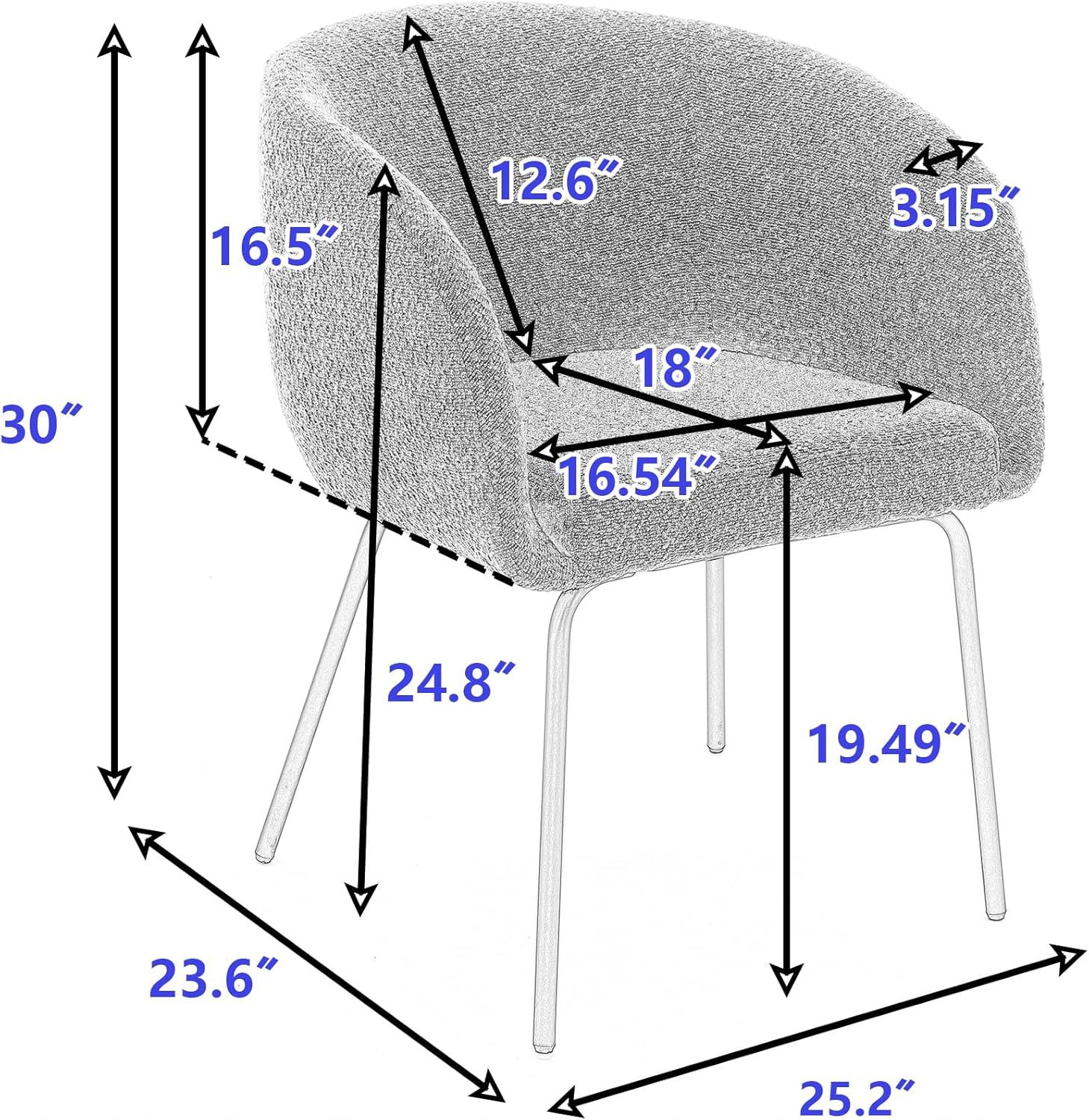 Restaurant Chairs for Dining Room, Upholstered Kitchen Dining Chairs Set of 2, Modern Accent Chairs with Arms
