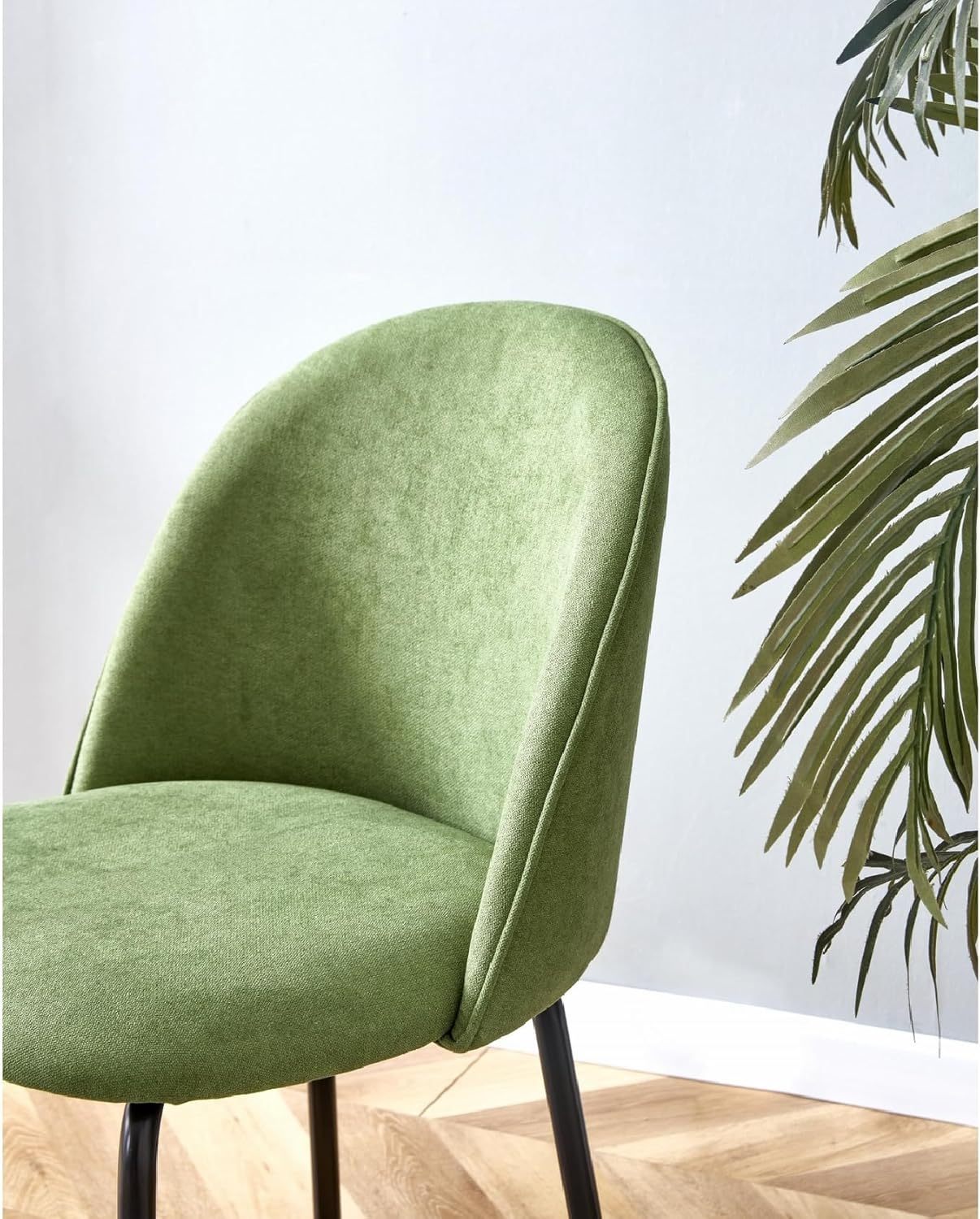 Velvet Vanity Chair with Back, Upholstered Dining Chairs Set of 2, Modern Accent Chair with Legs