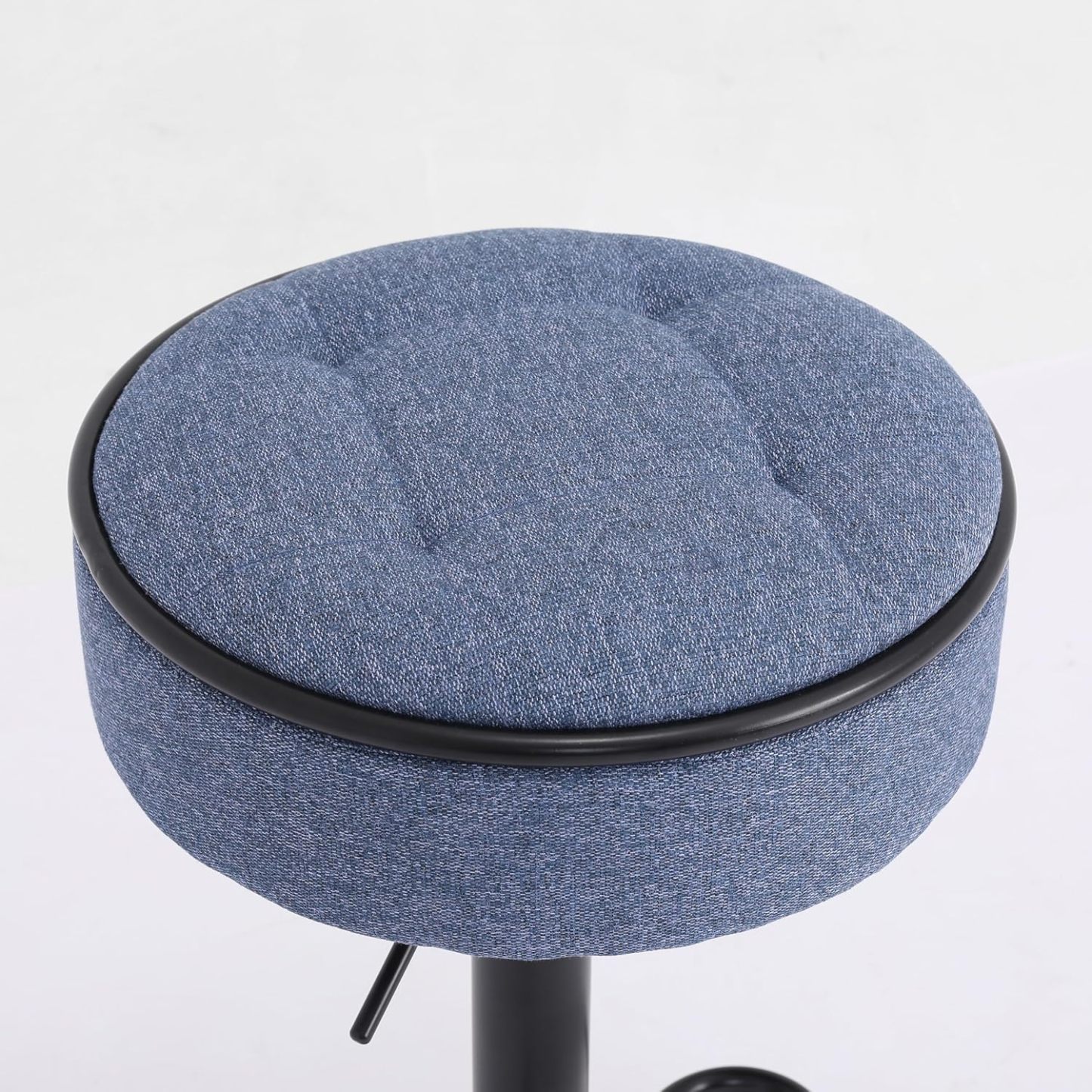 Bar Stools Set of 2 Modern Swivel Bar Chairs, Round Barstools Counter Height with Storage Space, Height Adjustable Linen Bar Stools