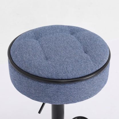 Bar Stools Set of 2 Modern Swivel Bar Chairs, Round Barstools Counter Height with Storage Space, Height Adjustable Linen Bar Stools