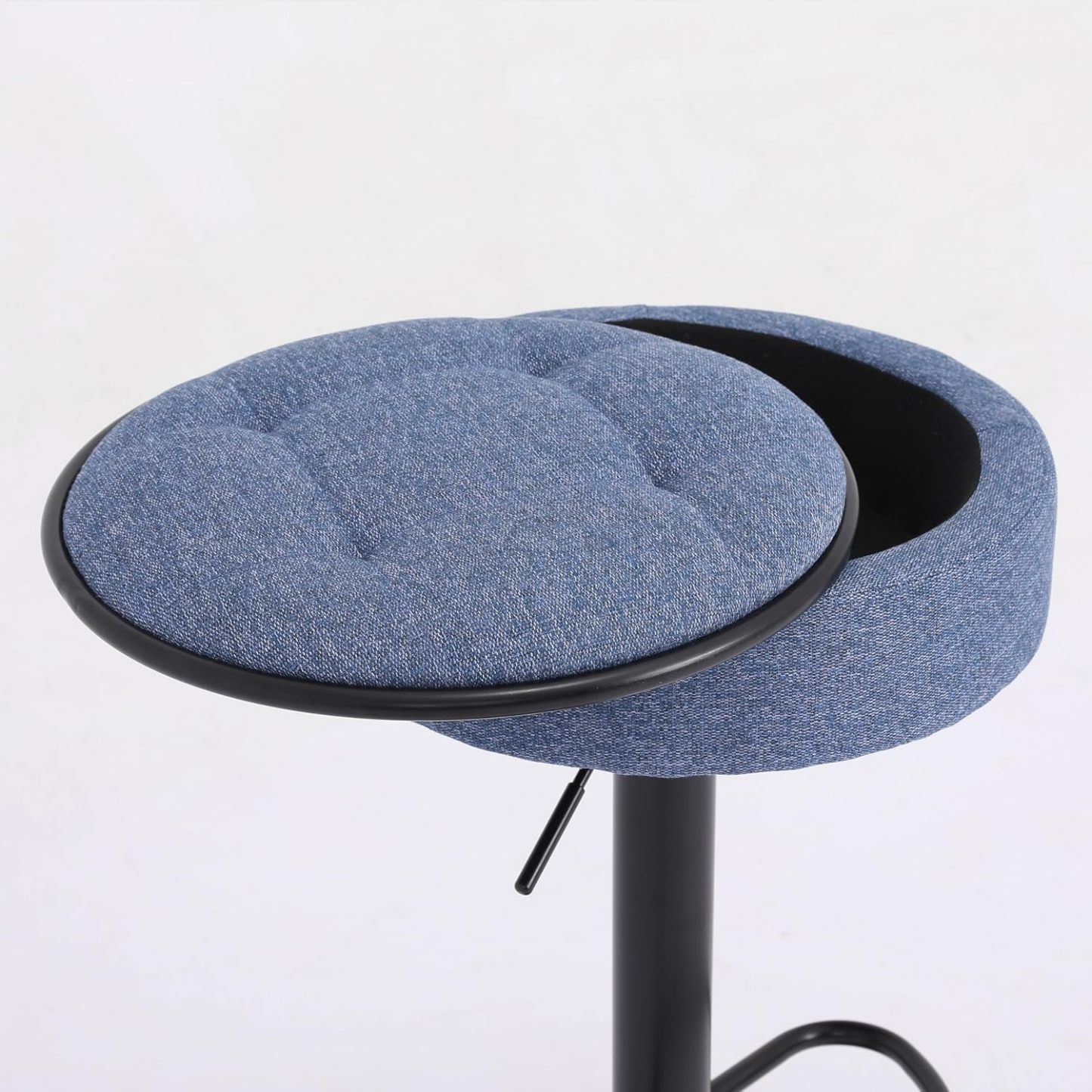 Bar Stools Set of 2 Modern Swivel Bar Chairs, Round Barstools Counter Height with Storage Space, Height Adjustable Linen Bar Stools