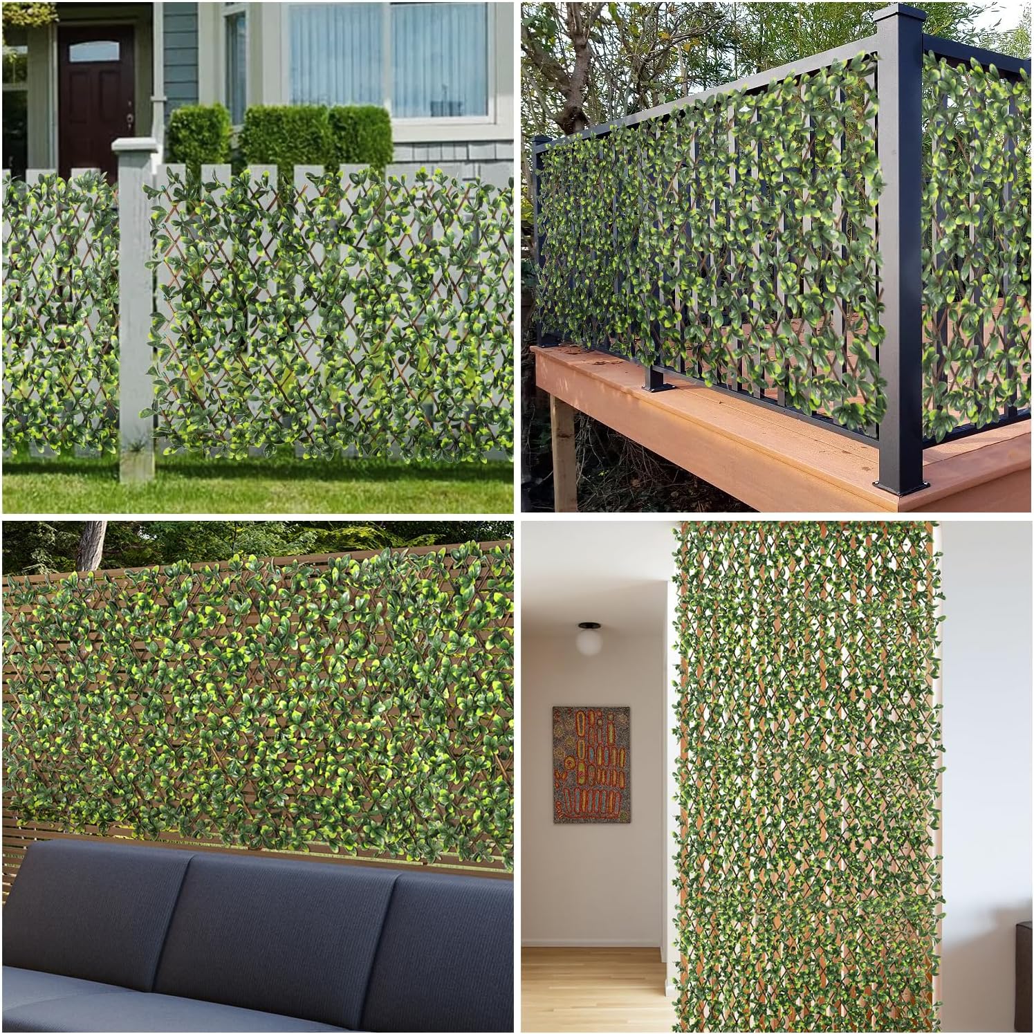Artificial Leaf Faux Ivy Expandable/Stretchable Outdoor Privacy Fence Screen for Balcony Patio Decoration Fencing Panel 5 Pieces