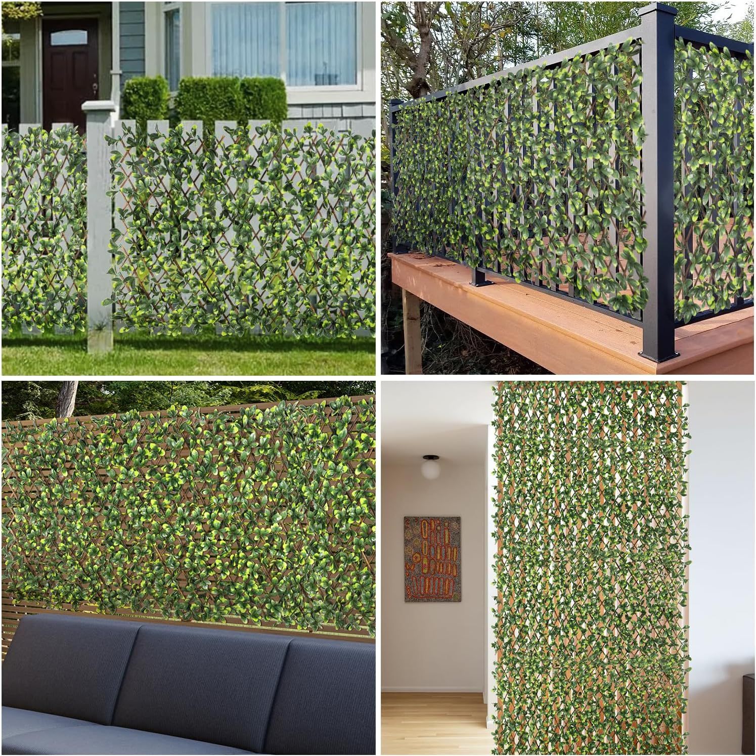 Artificial Leaf Faux Ivy Expandable/Stretchable Outdoor Privacy Fence Screen for Balcony Patio Decoration Fencing Panel 5 Pieces