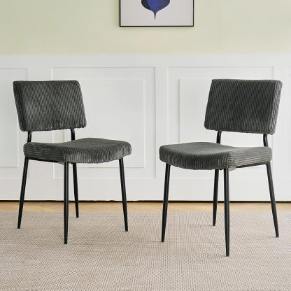 Grey Dining Table Chairs Set of 2, Upholstered Boucle Kitchen Dining Room Chairs, Vanity Chair with Back, Modern Comfy Accent Chairs