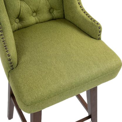 Wooden Bar Chairs Set of 2, Modern Swivel Bar Stools with Backs & Footrest, Upholstered Bar Height Chairs Barstools