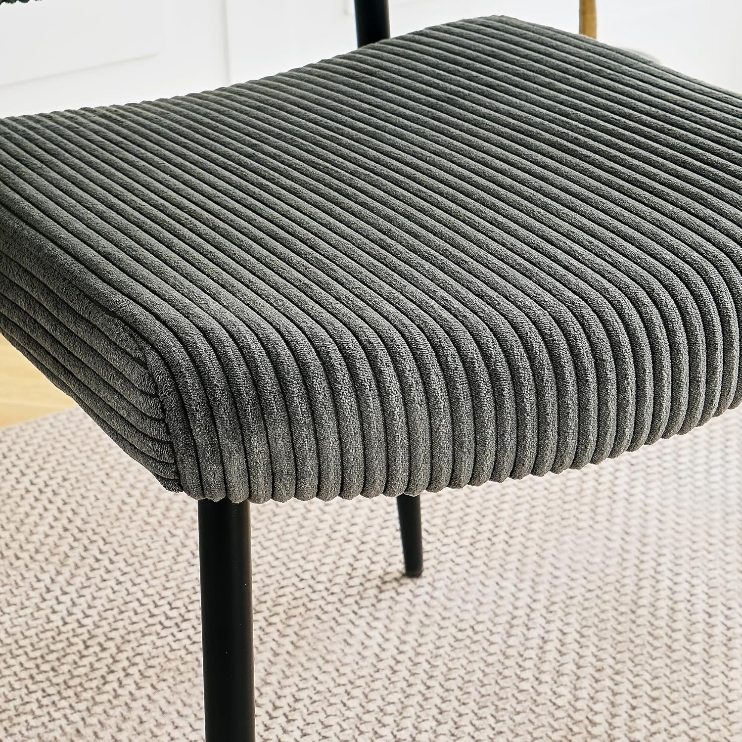 Grey Dining Table Chairs Set of 2, Upholstered Boucle Kitchen Dining Room Chairs, Vanity Chair with Back, Modern Comfy Accent Chairs