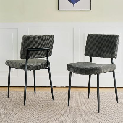 Grey Dining Table Chairs Set of 2, Upholstered Boucle Kitchen Dining Room Chairs, Vanity Chair with Back, Modern Comfy Accent Chairs