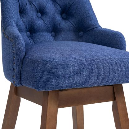 Wooden Bar Chairs Set of 2, Modern Swivel Bar Stools with Backs & Footrest, Upholstered Bar Height Chairs Barstools