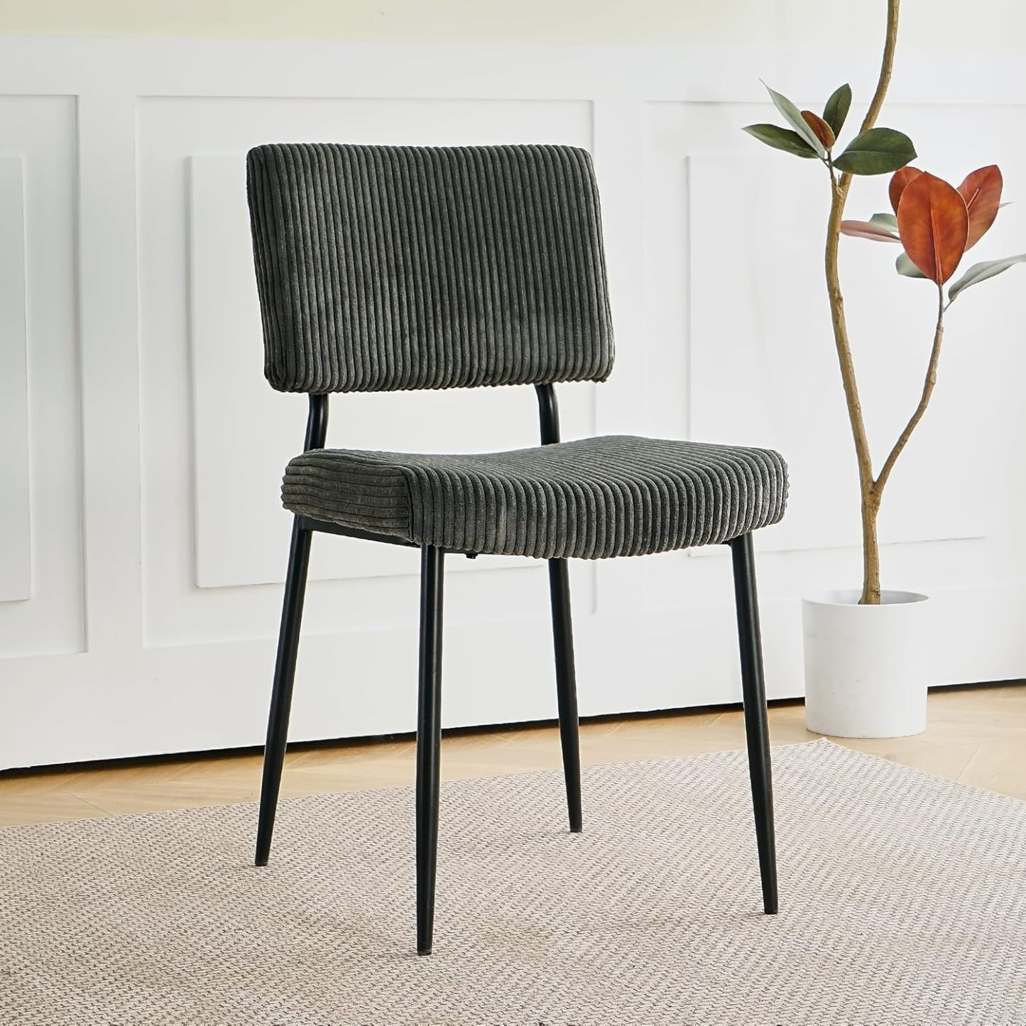 Grey Dining Table Chairs Set of 2, Upholstered Boucle Kitchen Dining Room Chairs, Vanity Chair with Back, Modern Comfy Accent Chairs