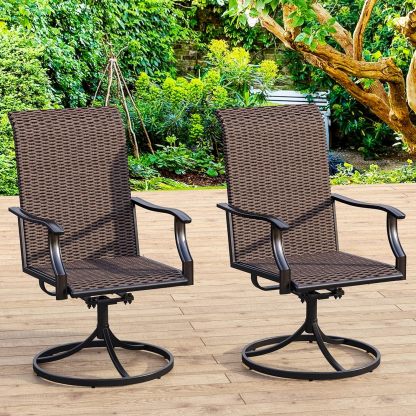 Patio Swivel Dining Chairs Set of 2, Outdoor Wicker Dining Chairs with High Back Design Outdoor Rattan Chairs