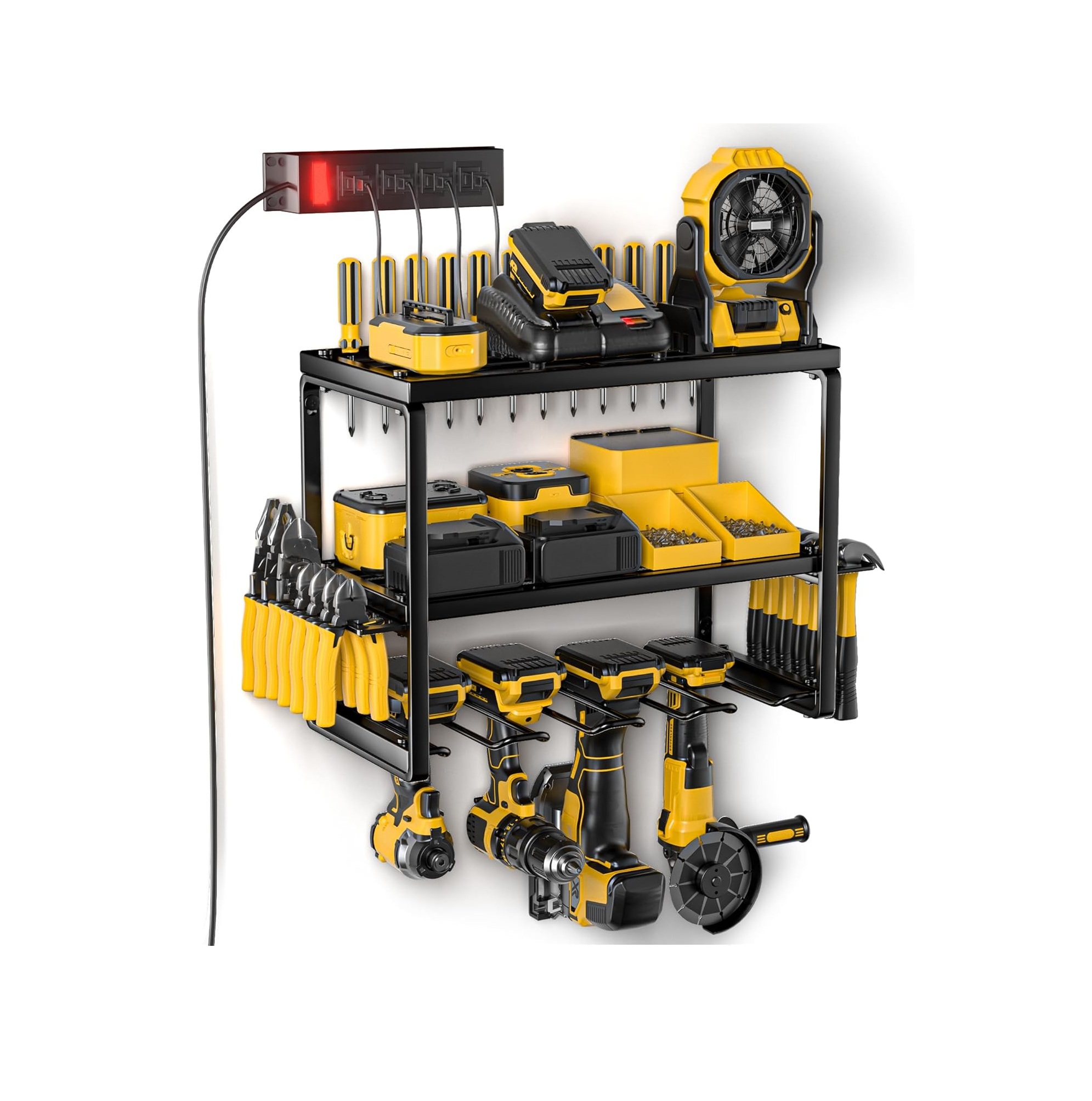 Power Tool Organizer Wall Mount with Charging Station