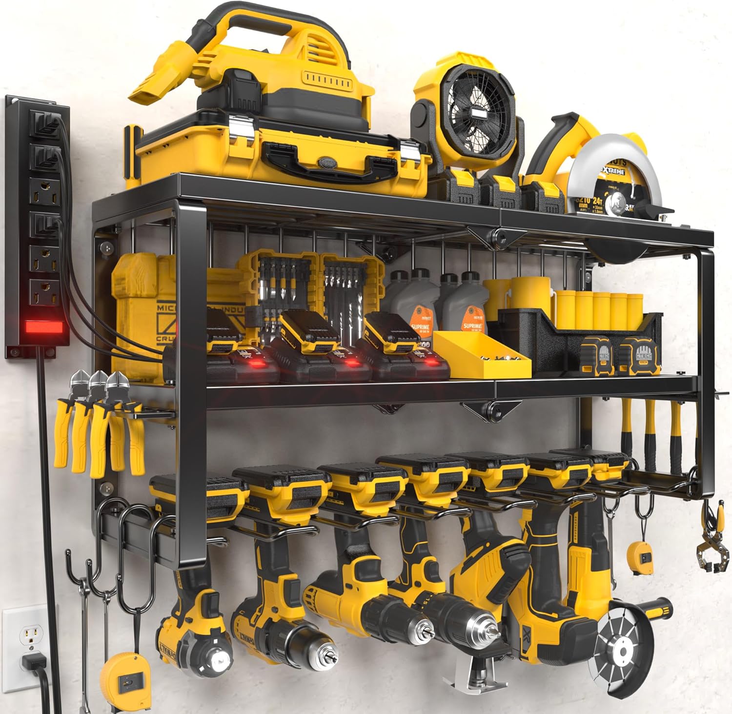 Power Tool Organizer Wall Mount with Charging Station