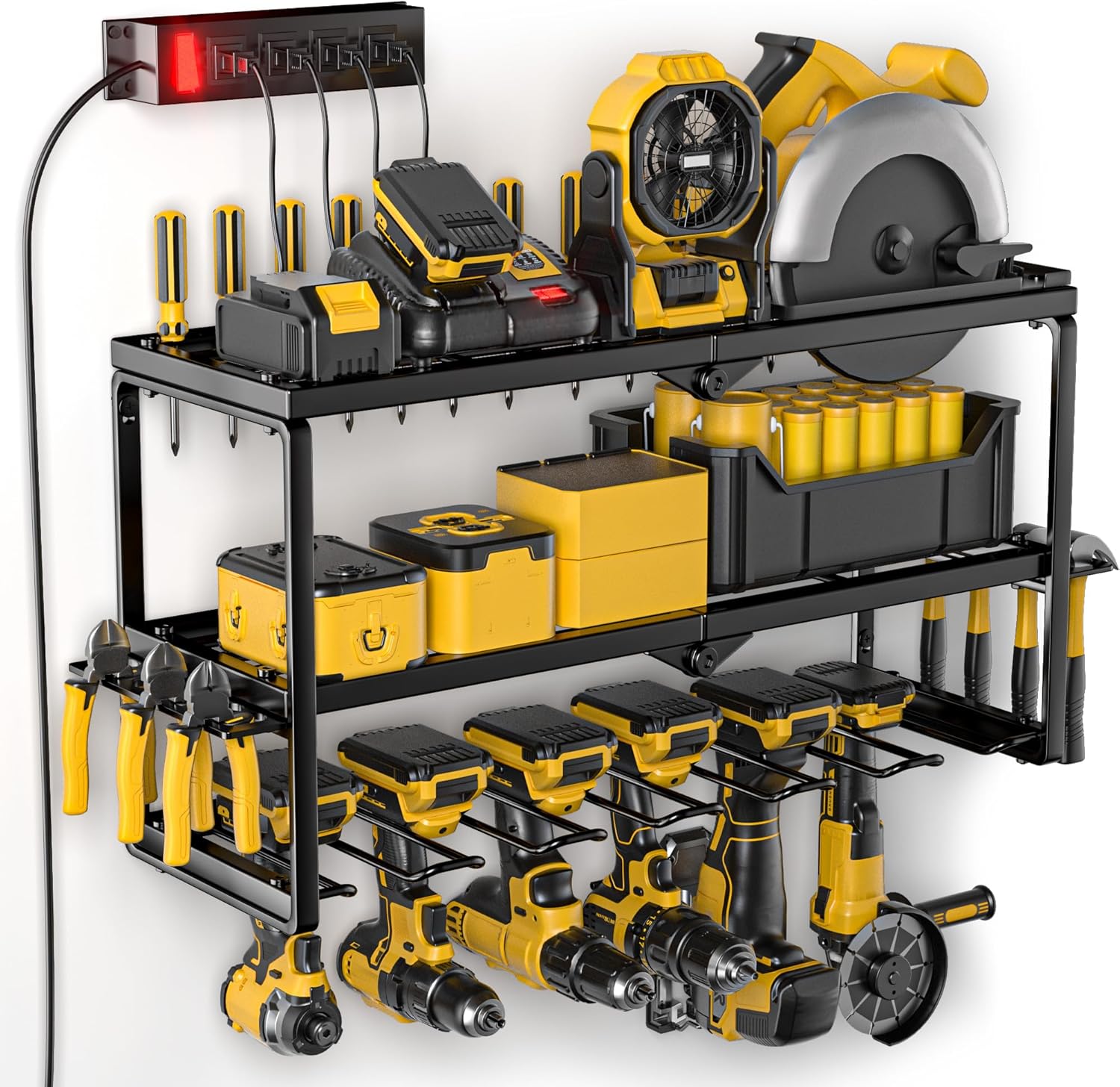 Power Tool Organizer Wall Mount with Charging Station