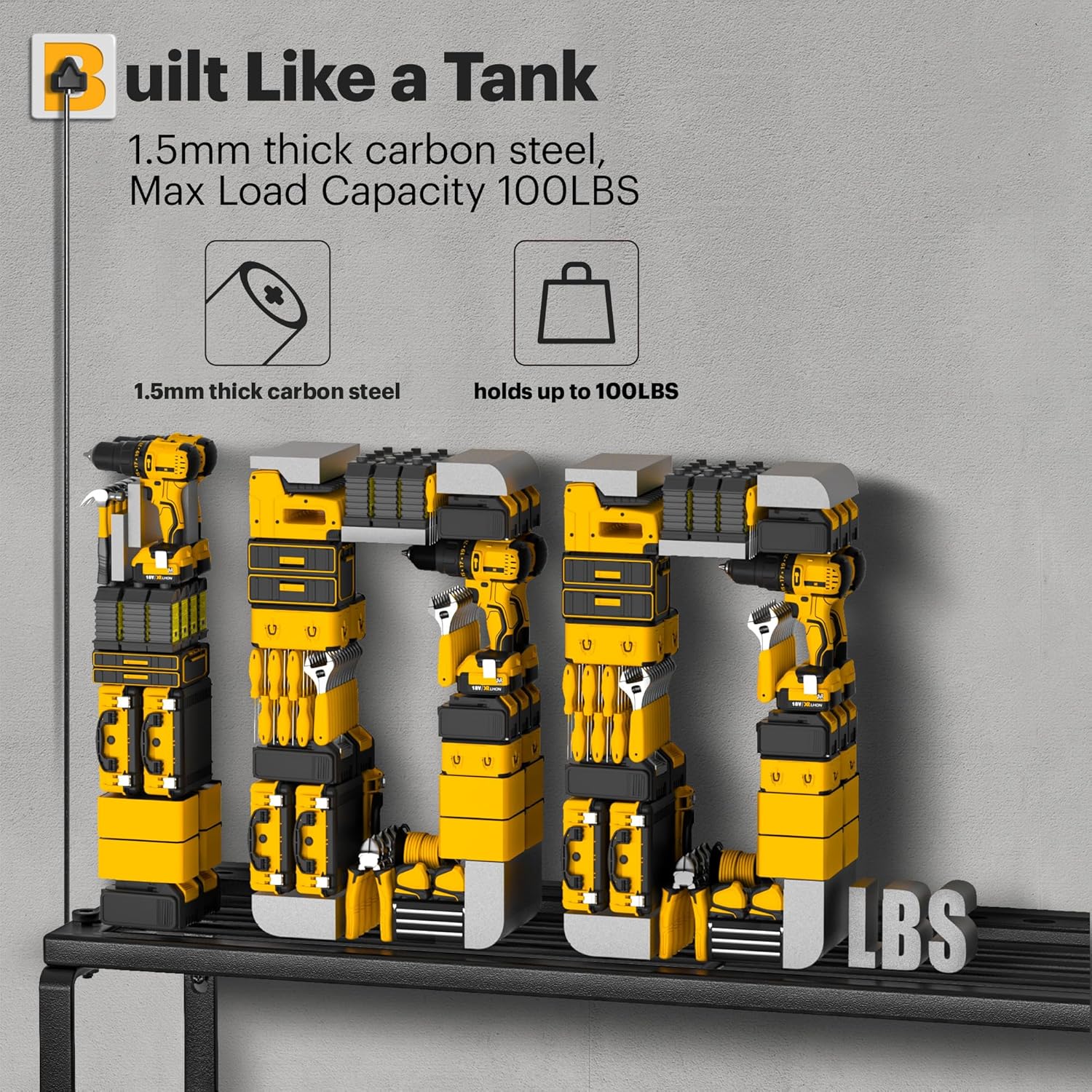 Power Tool Organizer Wall Mount with Charging Station