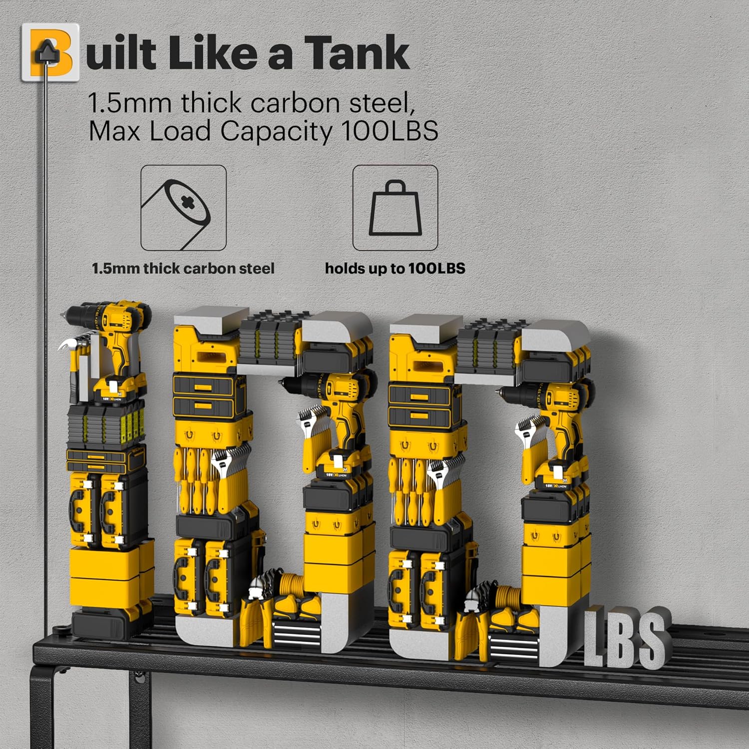 Power Tool Organizer Wall Mount with Charging Station