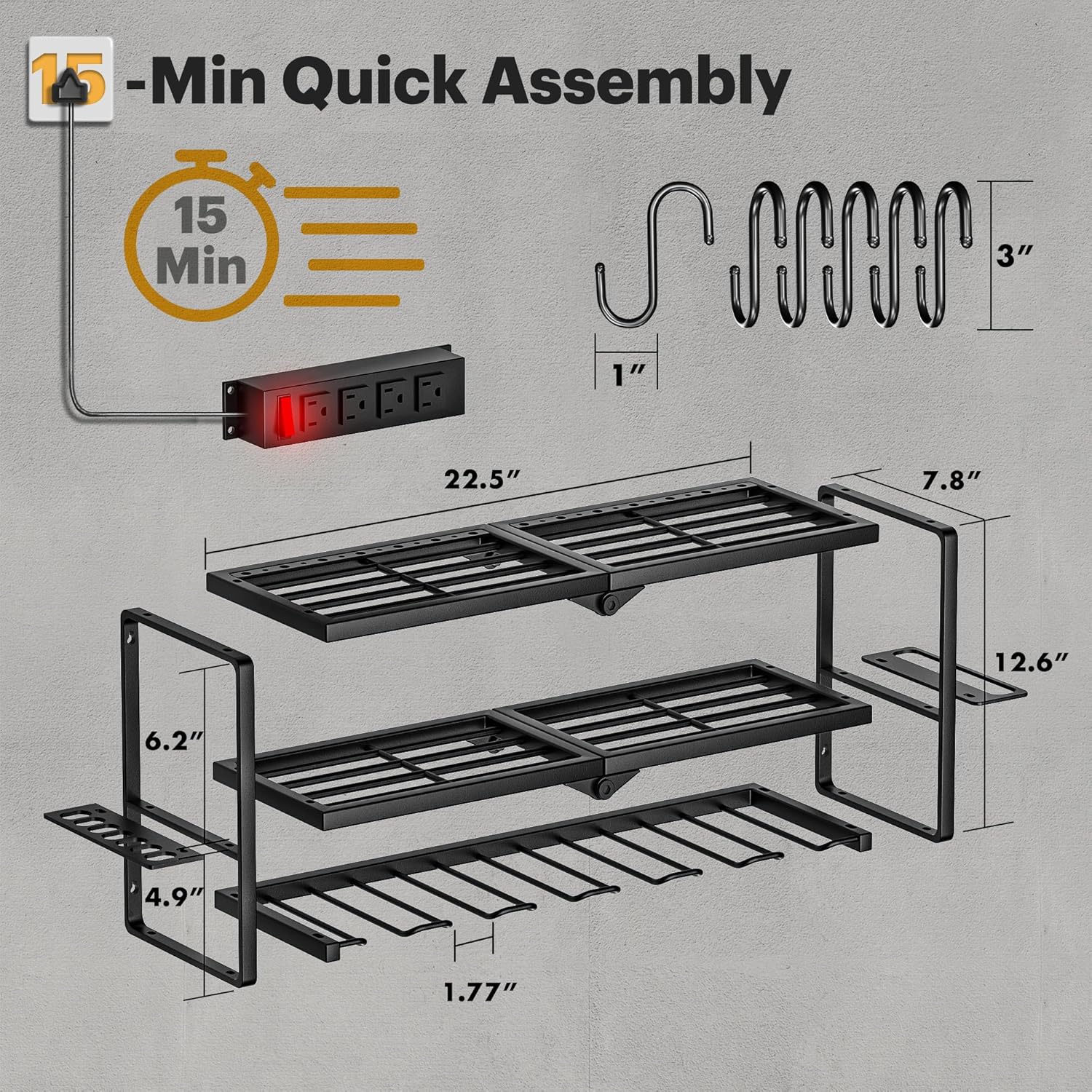 Power Tool Organizer Wall Mount with Charging Station