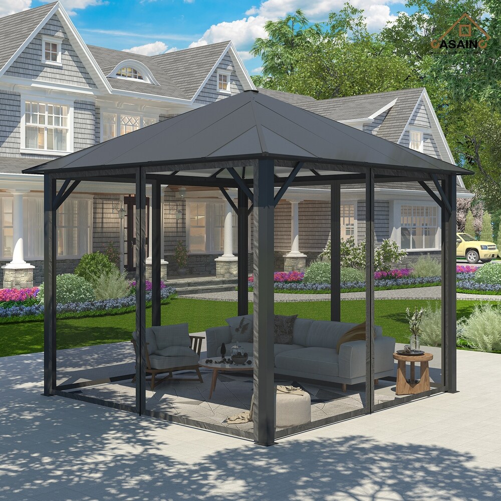 Aluminum Patio Gazebo 10' W X 10' D X 9' 5'' H-Gray