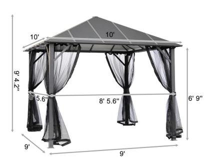 Aluminum Patio Gazebo 10' W X 10' D X 9' 5'' H-Gray