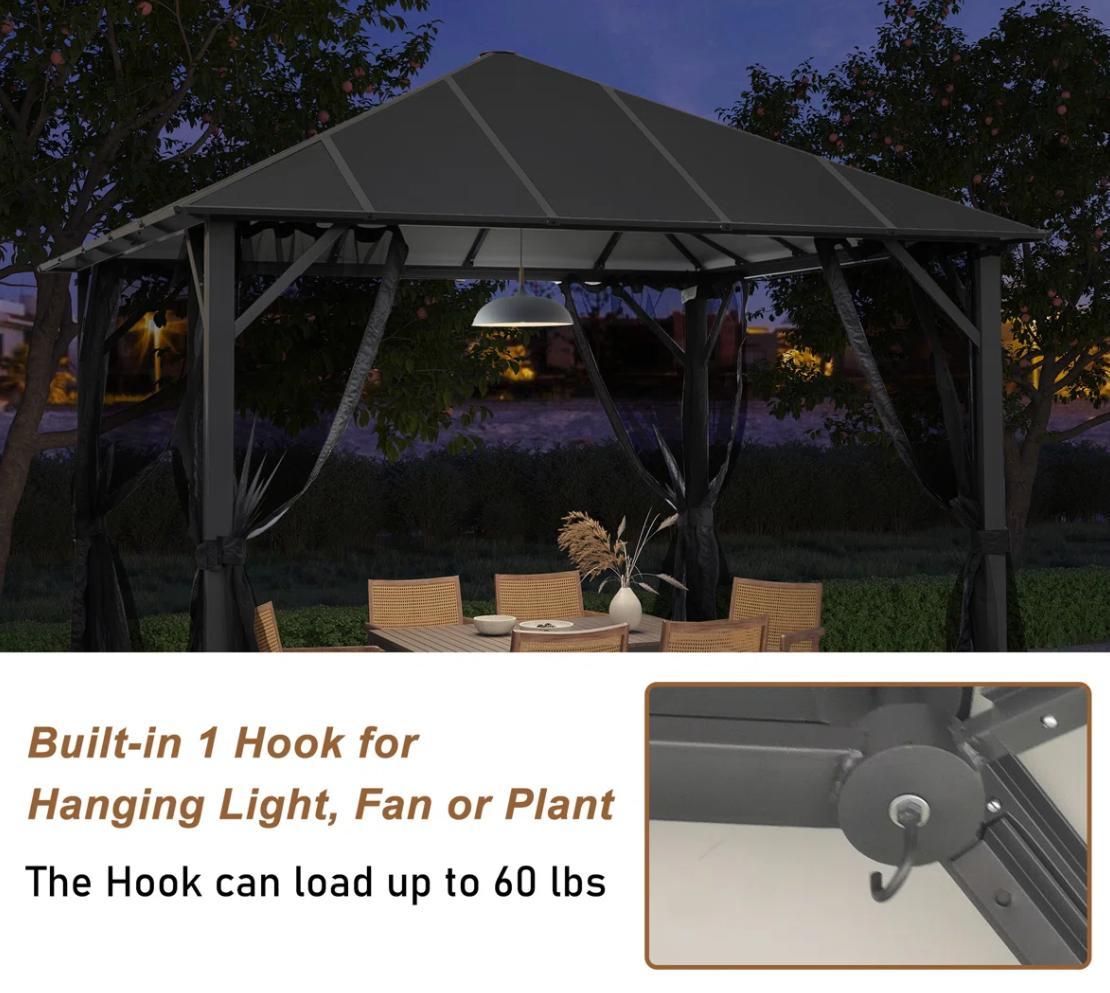 Aluminum Patio Gazebo 10' W X 10' D X 9' 5'' H-Gray