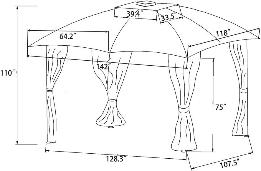 Metal Patio Gazebo-12' W X 10' D X 9' 2'' H