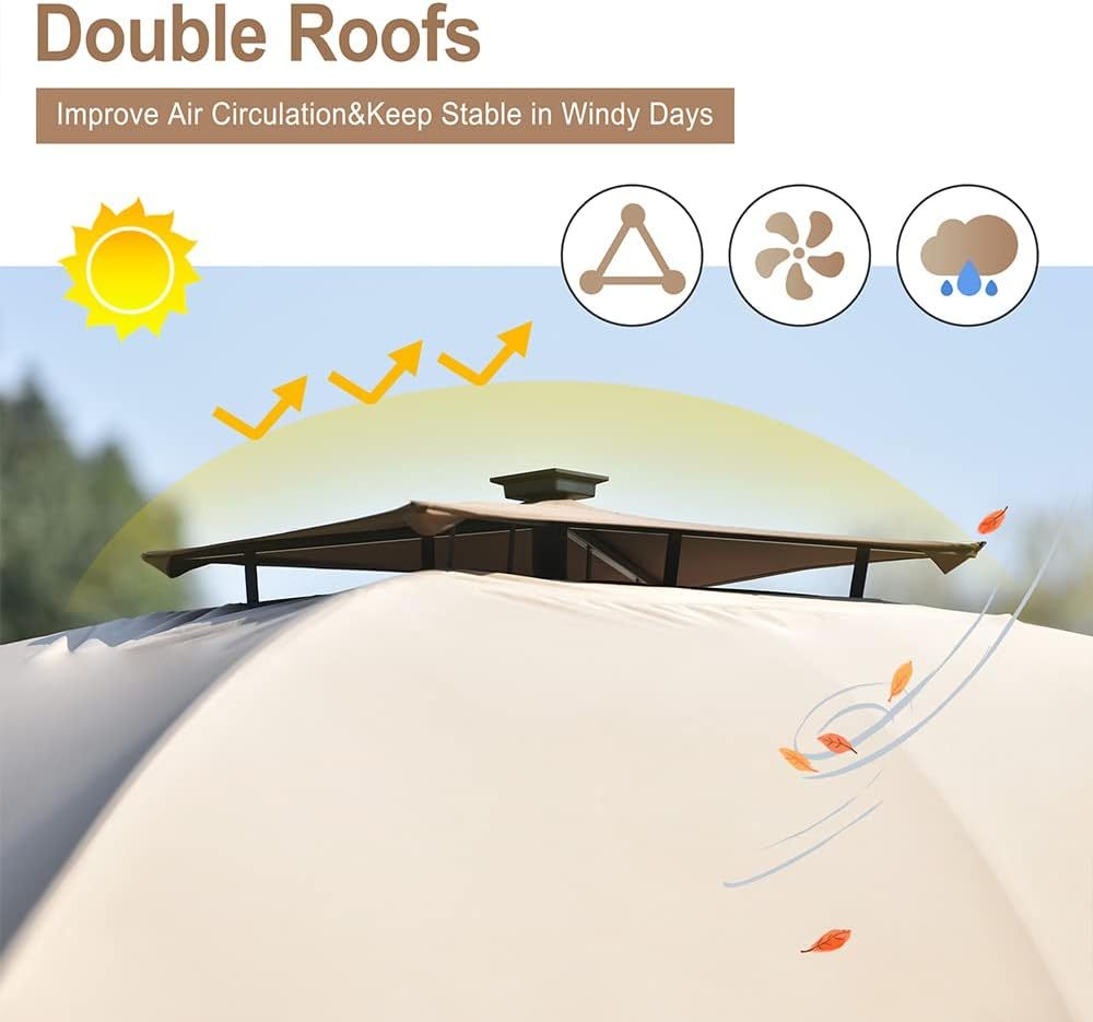 Metal Patio Gazebo-12' W X 10' D X 9' 2'' H