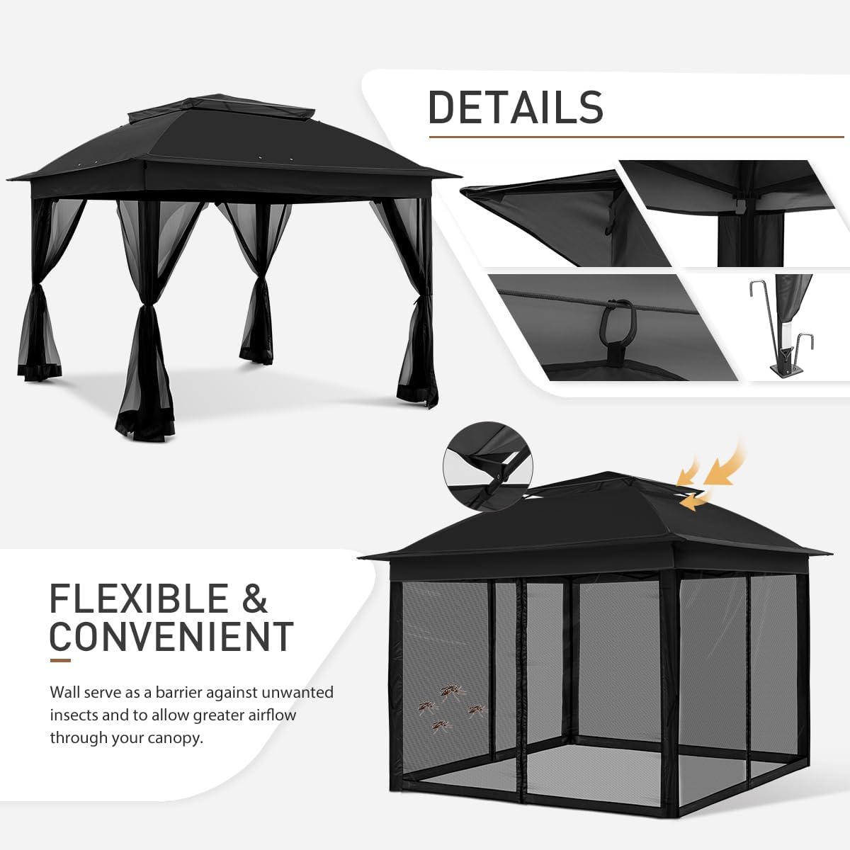 Steel Pop-up Gazebo-11' W X 11' D X 9' 8'' H-Black