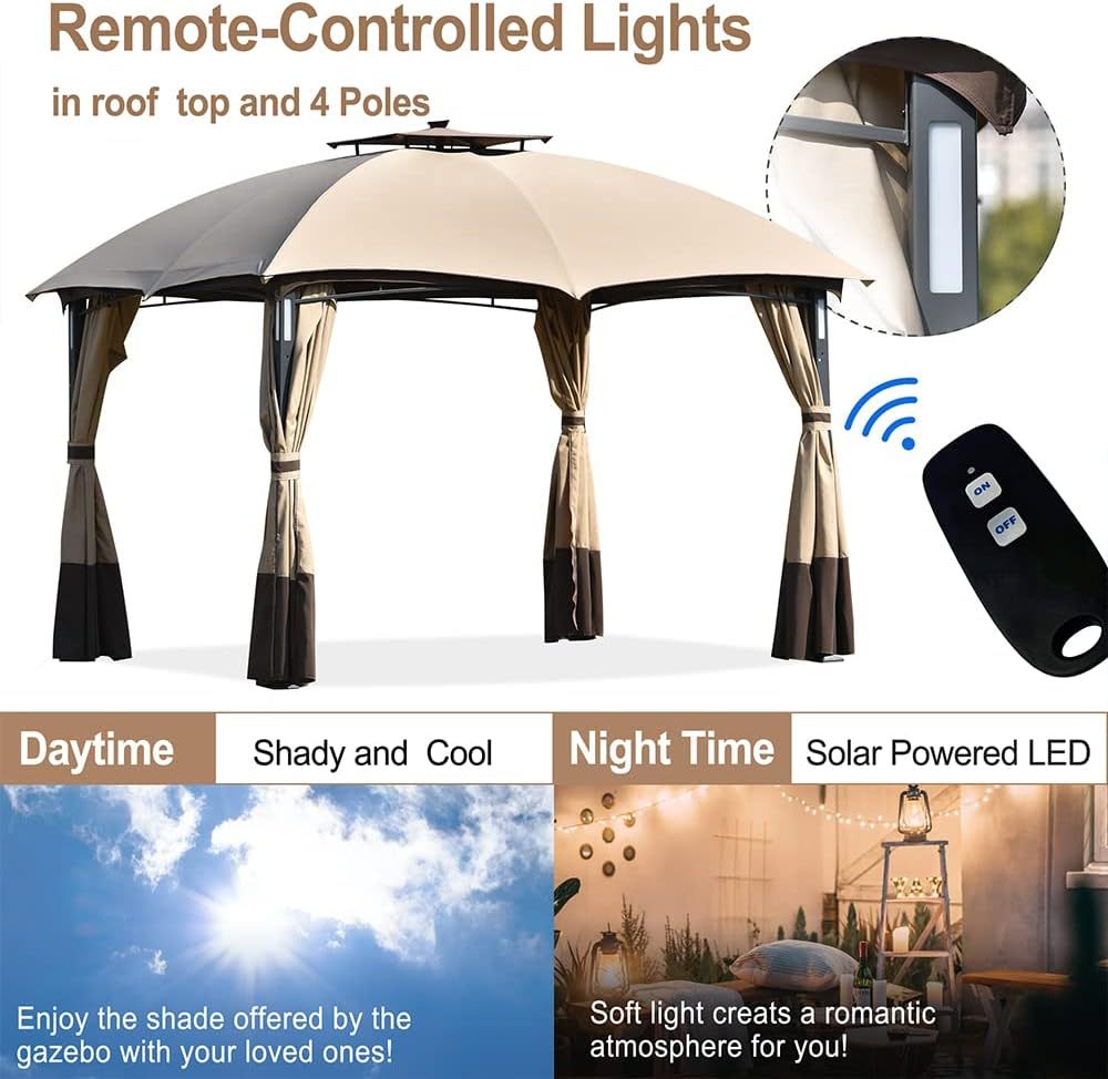 Metal Patio Gazebo-12' W X 10' D X 9' 2'' H