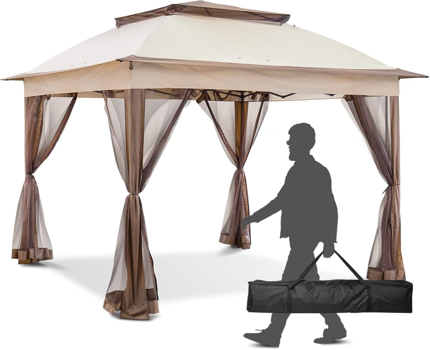 Steel Pop-up Gazebo-11' W X 11' D X 9' 8'' H-Beige