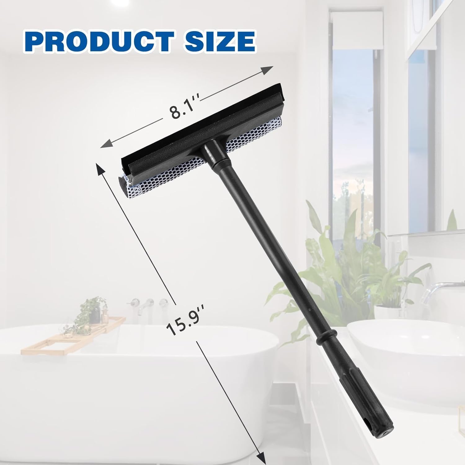 15.9" Plastic Handle Window Squeegee for Home, 2-in-1 Auto Window Cleaner 