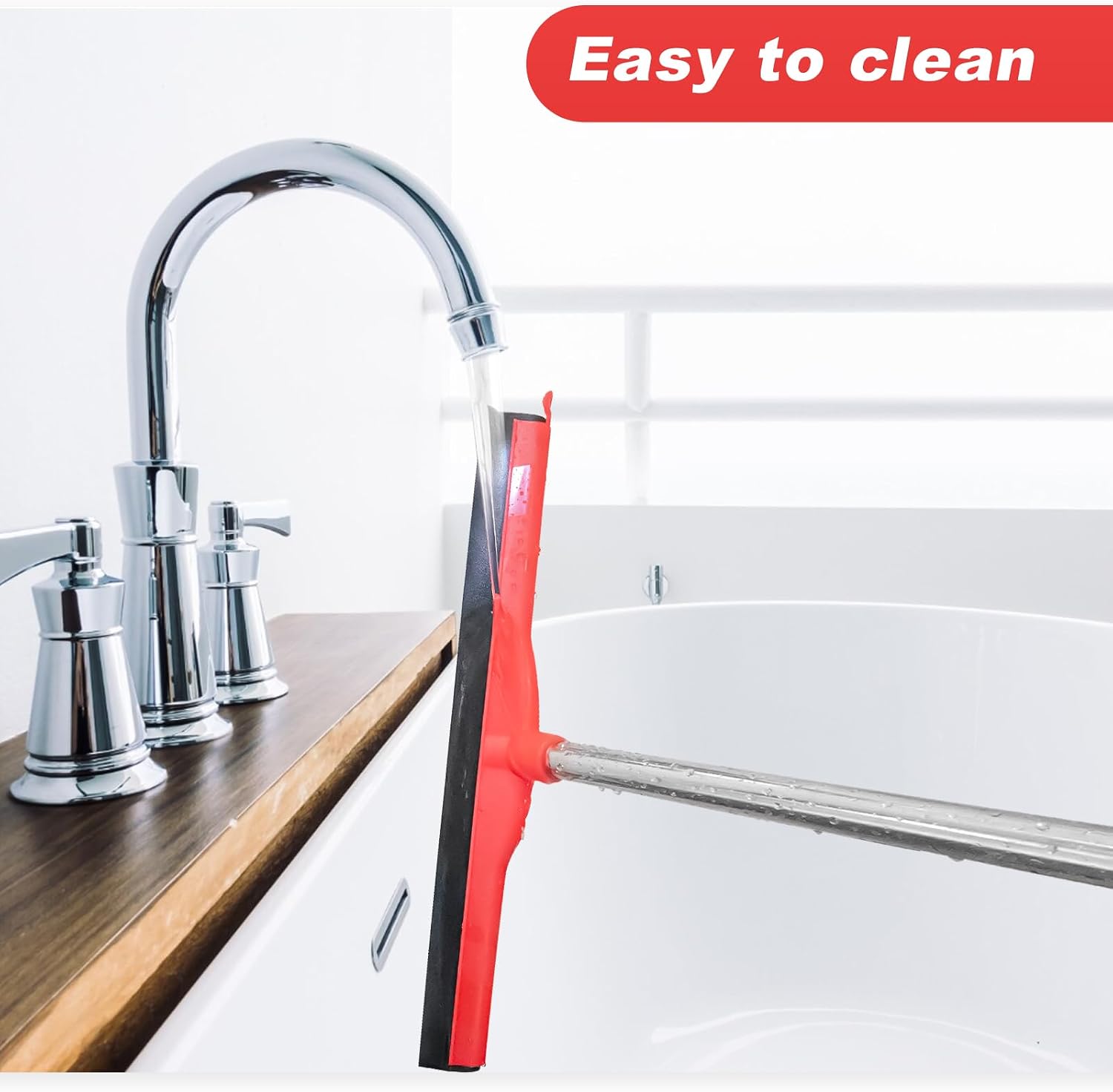 Water Broom & Floor Squeegee Scrubber with 51" Adjustable Pole & EVA Foam Blade 