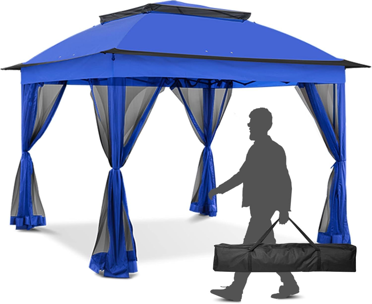 Steel Pop-up Gazebo-11' W X 11' D X 9' 8'' H-Blue