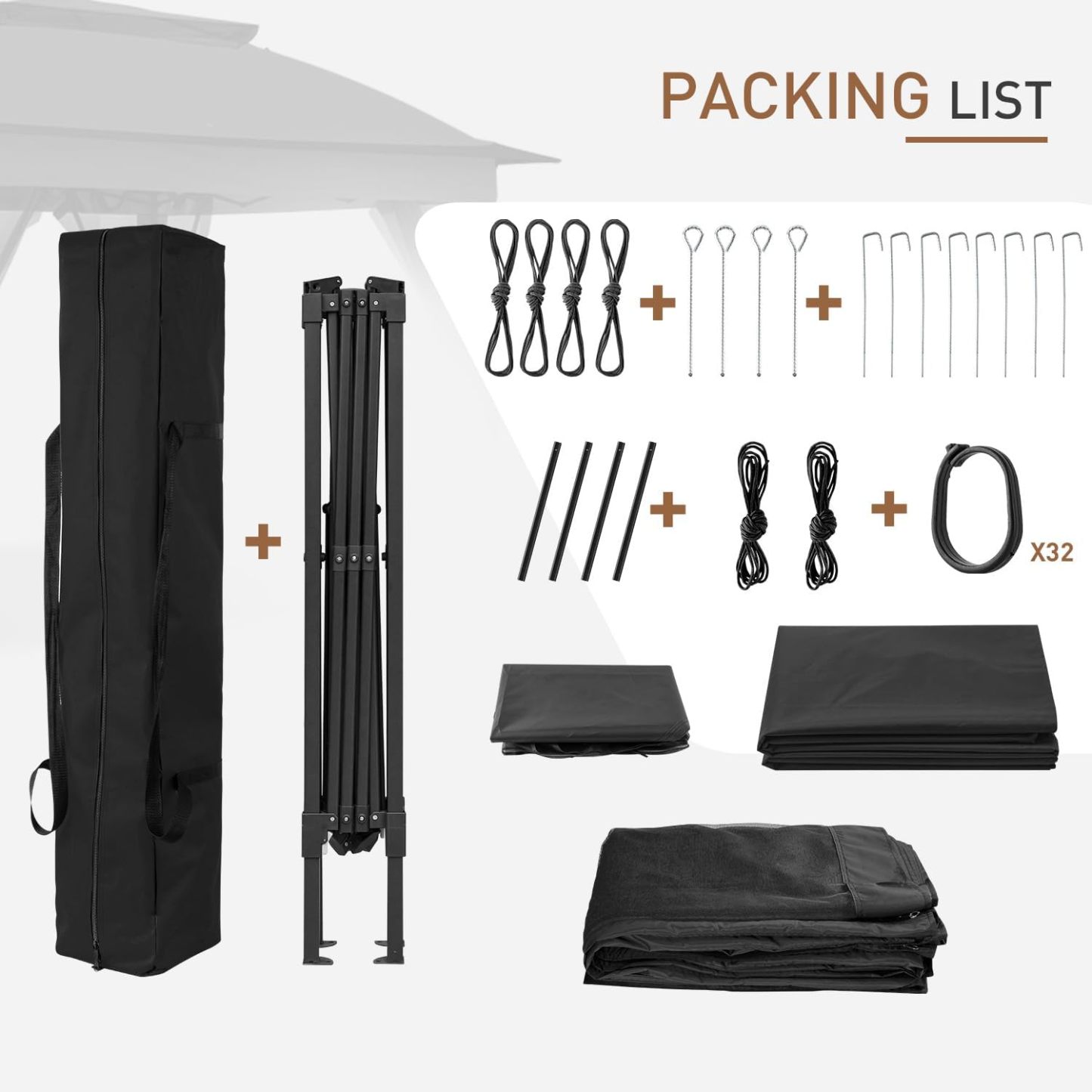 Steel Pop-up Gazebo-11' W X 11' D X 9' 8'' H-Black