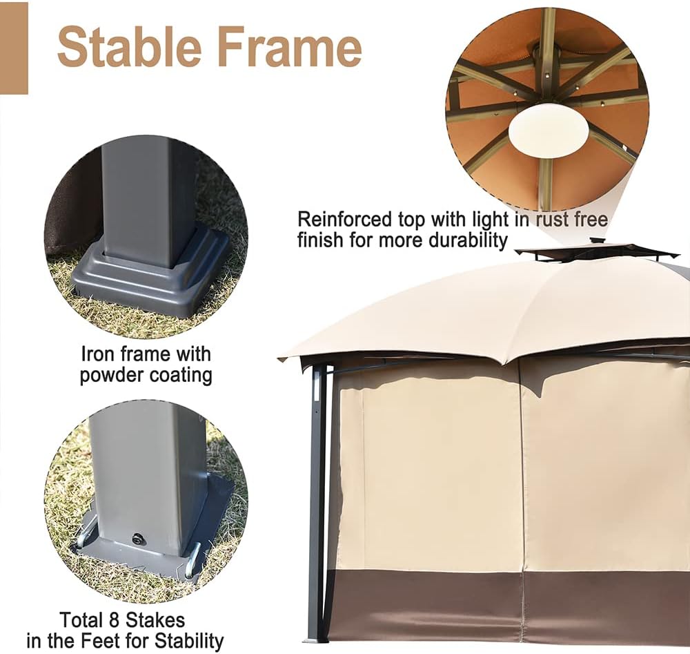 Metal Patio Gazebo-12' W X 10' D X 9' 2'' H