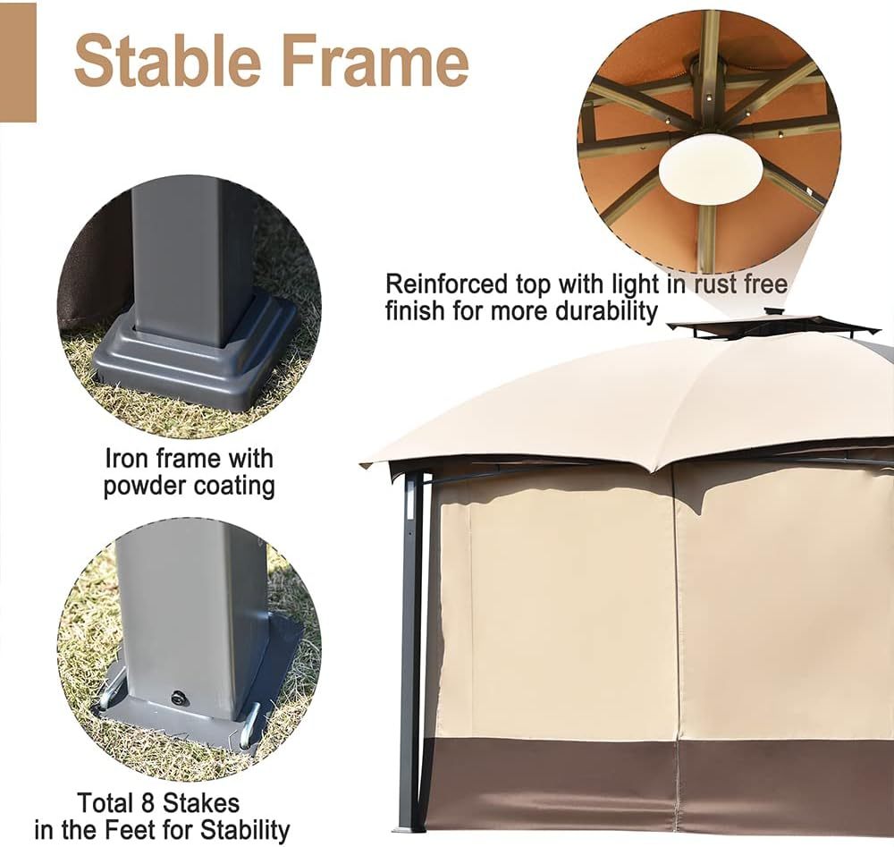 Metal Patio Gazebo-12' W X 10' D X 9' 2'' H